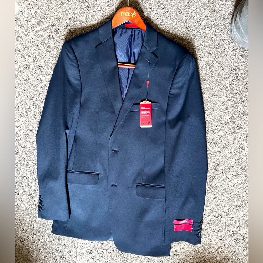 Alfani Navy Mens Slim Fit Dress Coat/Suit Jacket NWT